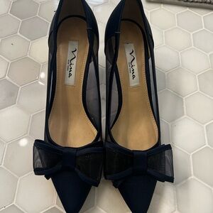 Nina Women's Navy Mesh Bow Heels